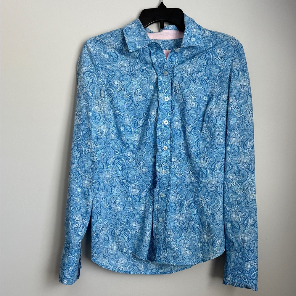 Lilly Pulitzer Teal Paisley Blouse